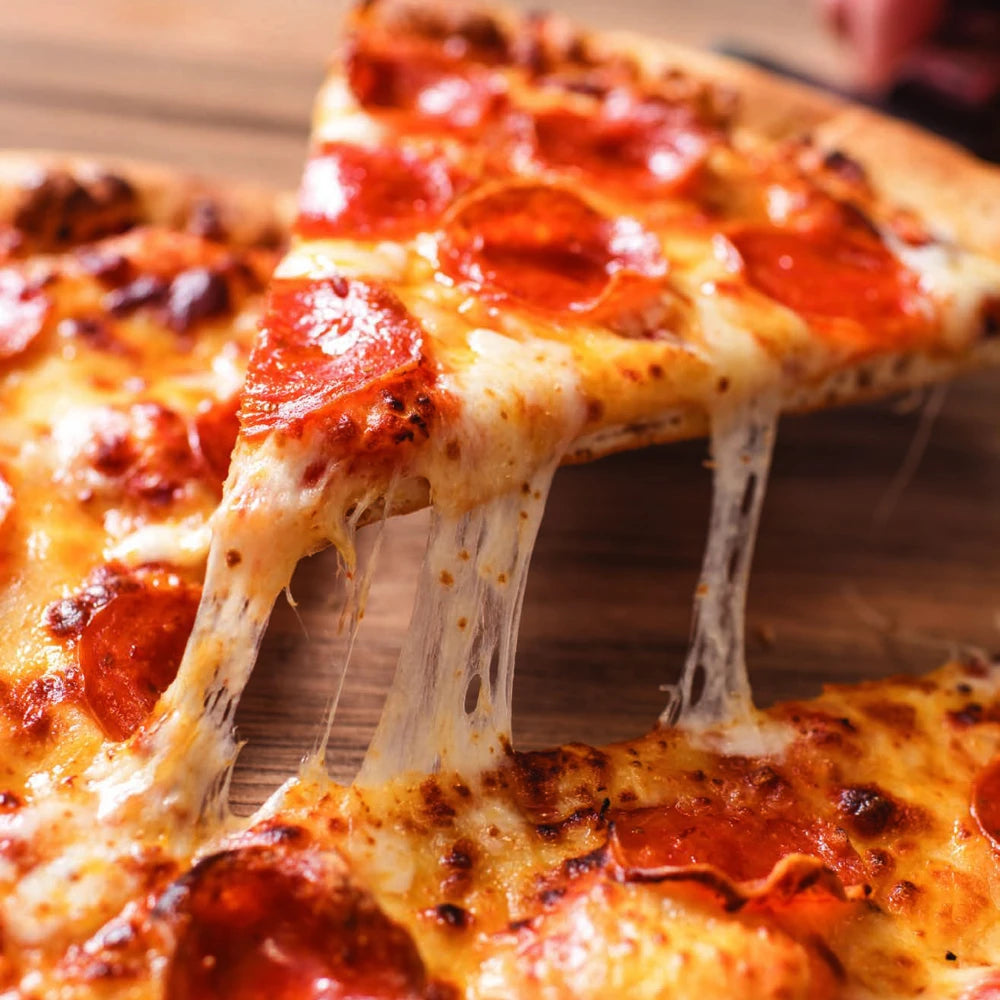 Artisan stone-baked frozen pizza slice